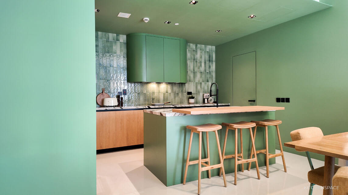 Mid-Century Modern Green Kitchen 